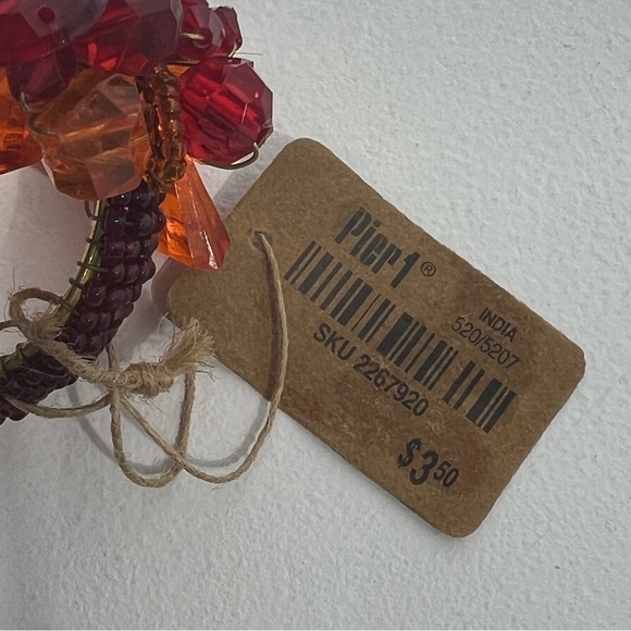 Pier 1 Napkin Rings Set of 4 Colorful Beaded Cluster Vibrant Orange Red Holders - Picture 7 of 7